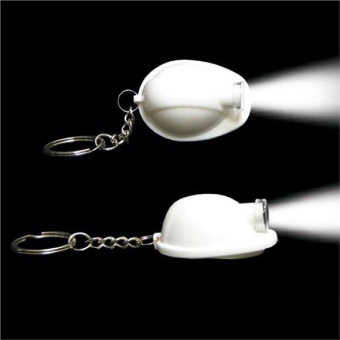 White Construction Hat LED Keychain