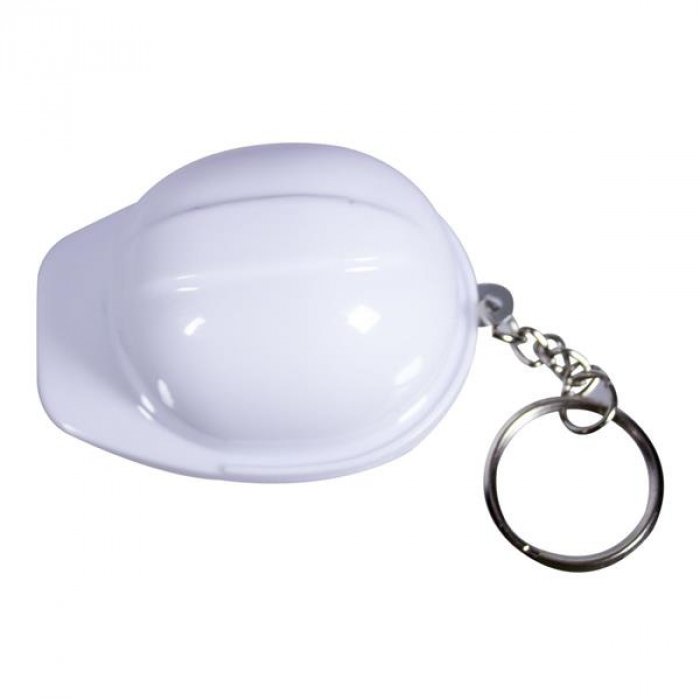 White Construction Hat Bottle Opener Key Chain