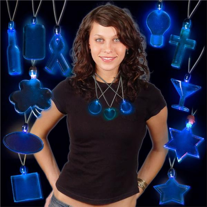 Blue LED and Light - Up Heart Pendant Necklaces Blue LED and Light - Up Heart Pendant Necklaces