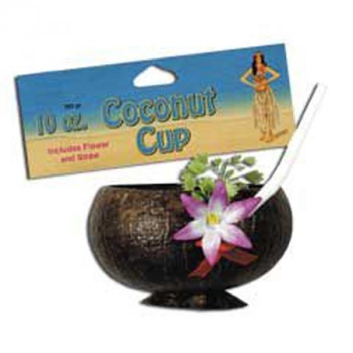 Coconut Cup With Flower And Straw