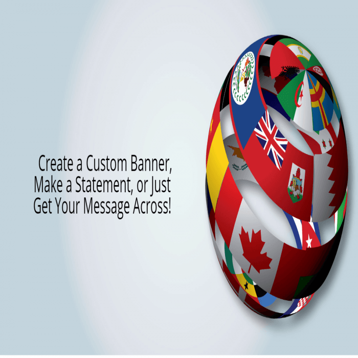 International Globe Custom Banner - 12 x 24