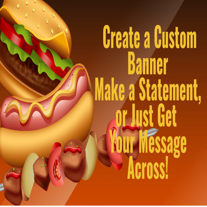 Burger & Hot Dogs Custom Banner - 12 x 24