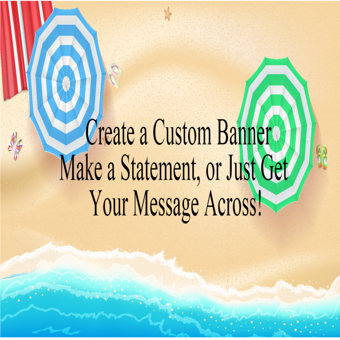 Beach Umbrellas Custom Banner - 18 x 36