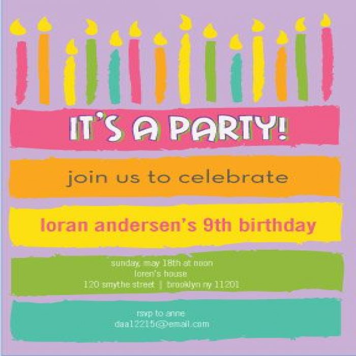 Purple Layered Birthday Cake Invitations - 4 x 6