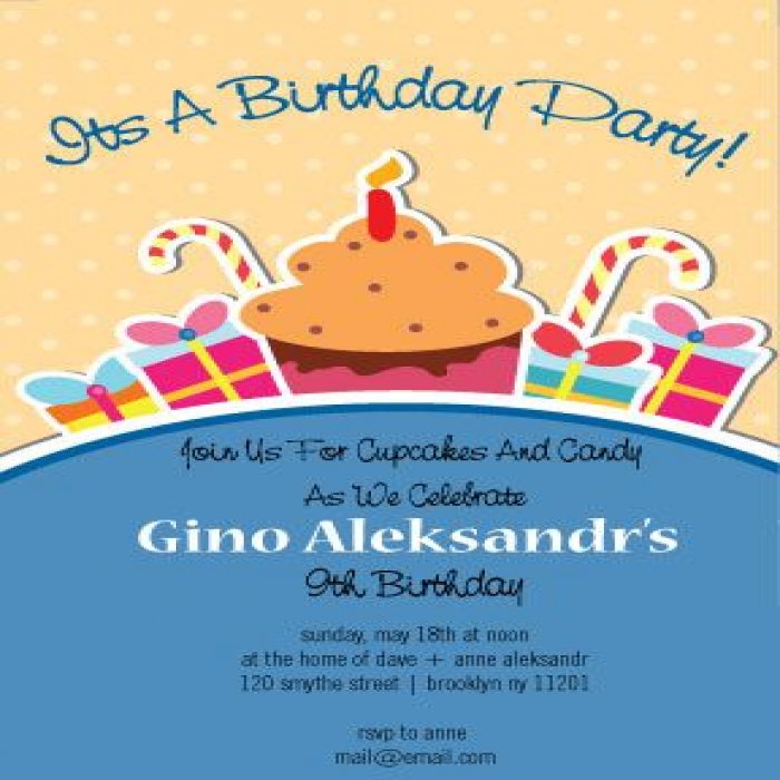 Blue Sugar and Sweets Vertical Birthday Party Invitation - 4 x 6