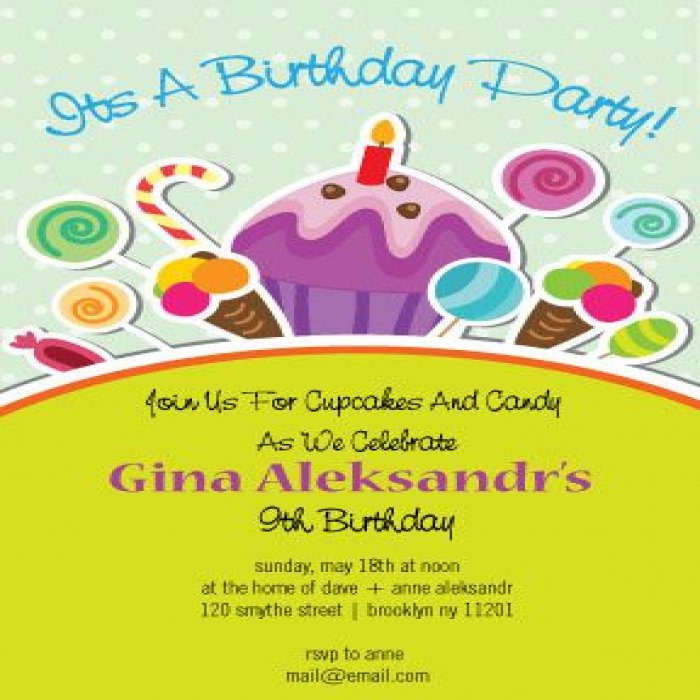 Yellow Sugar and Sweets Birthday Party Vertical Invitations - 4 x 6