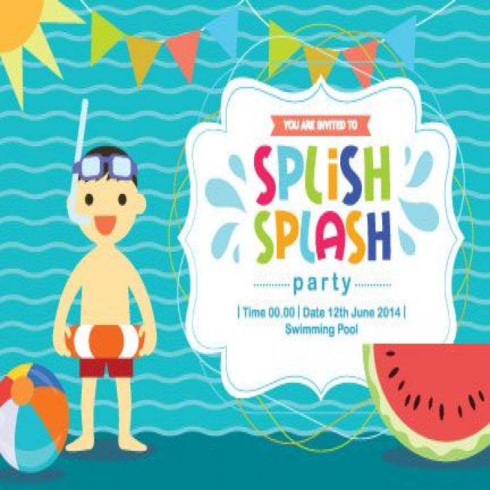 Splish Splash Boy Pool Party Horizontal Invitations - 4 x 6
