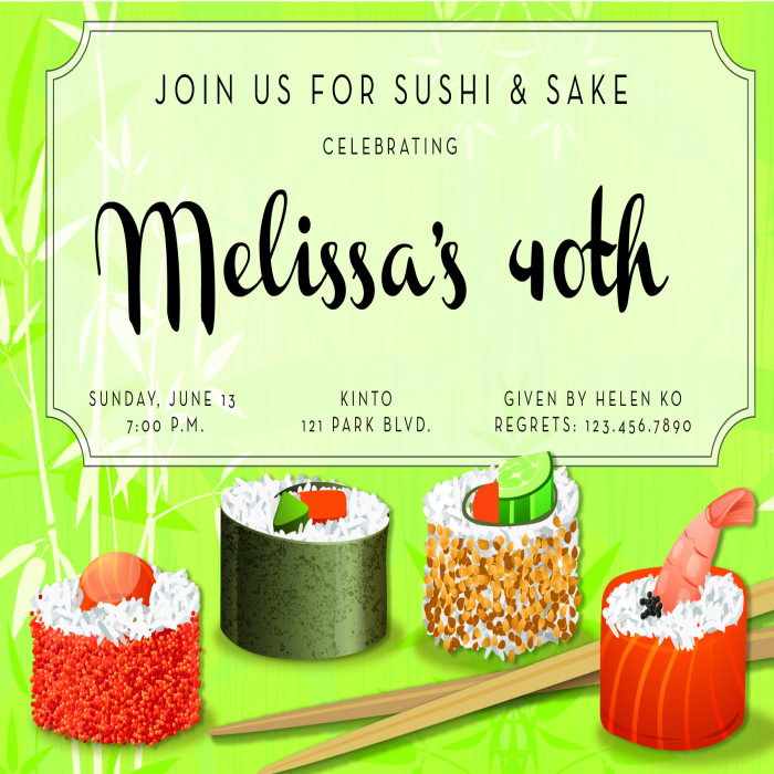 Sushi & Sake Birthday Party - 5 x 7