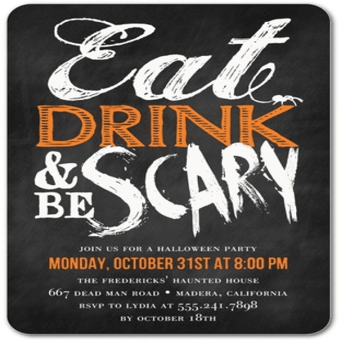 Eat Drink & Be Scary Halloween Party Postcard - 4 x 6