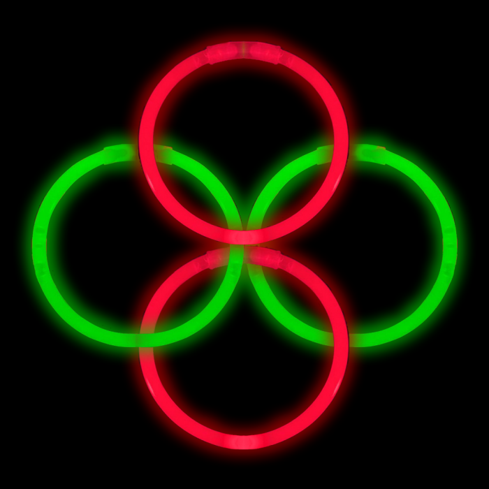 8 inch Glow Sticks Bracelets for Christmas - Red & Green