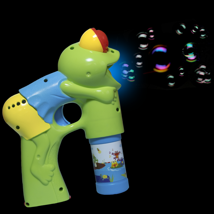 LED Light-Up 5.5 Inch Bubble Gun- Frog