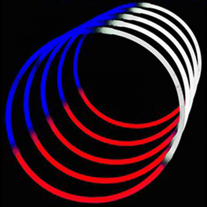 24'' Tri-Color Glowstick Necklaces - Red/White/Blue
