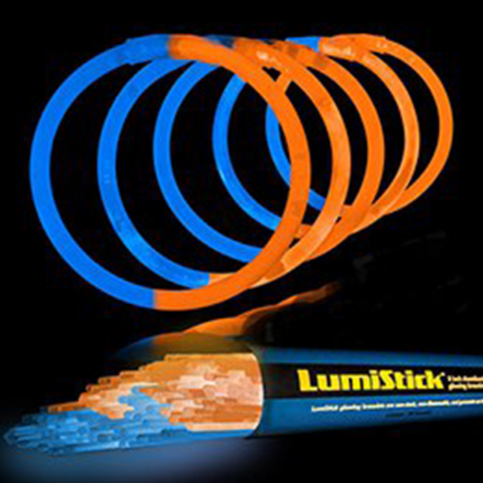 8 Inch Glowstick Bracelets - Bi-Color - Blue/Orange