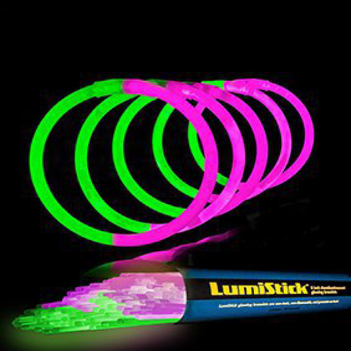 8 Inch Glowstick Bracelets - Bi-Color - Pink/Green