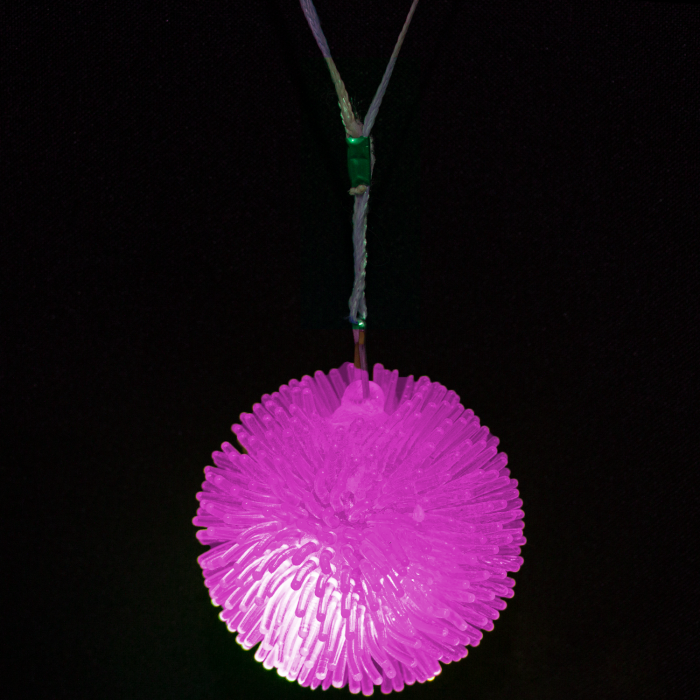 LED Light-Up Pom Pom Necklace - Pink