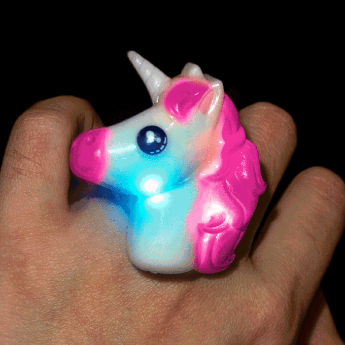 1" Light-Up Unicorn Rings- Pink