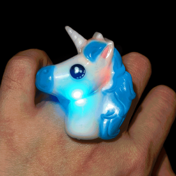 1" Light-Up Unicorn Rings- Blue
