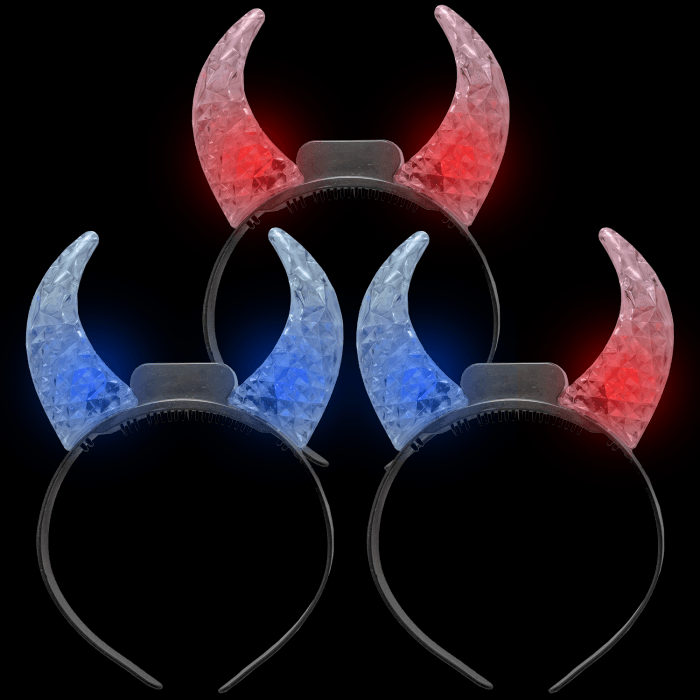 Multi Color Light Up Flashing Prism Devil Horns 