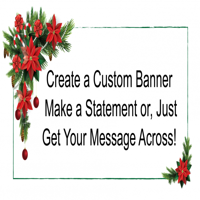 Poinsettia Party Custom Banner  - 12" X 24"