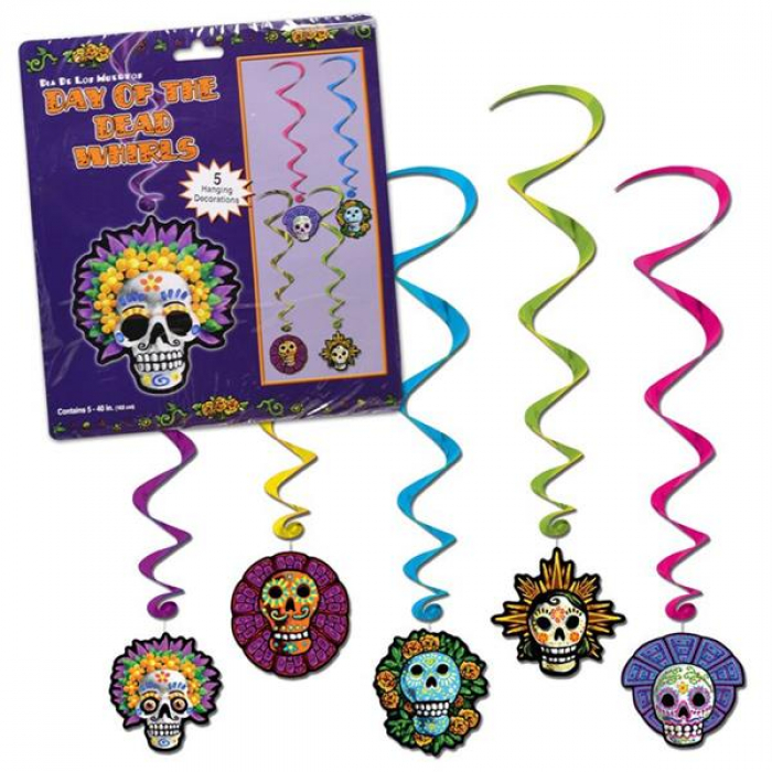 Day Of The Dead Whirl Decorations (Per 5 pack)
