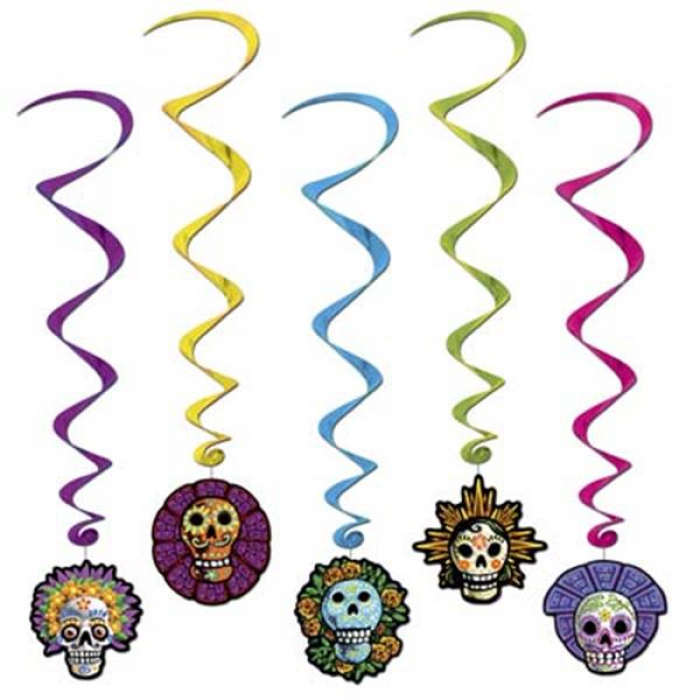Day Of The Dead Whirl Decorations (Per 5 pack)