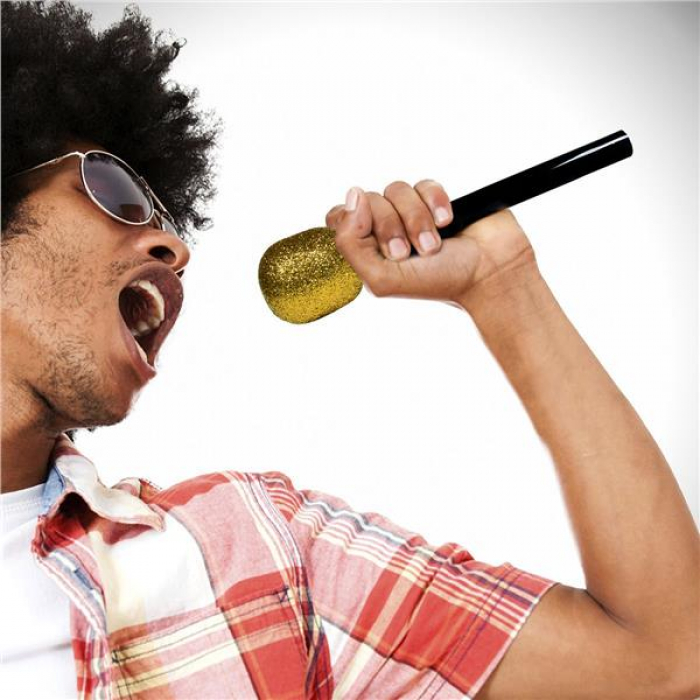 Gold Glitter Microphones (Per 12 pack)