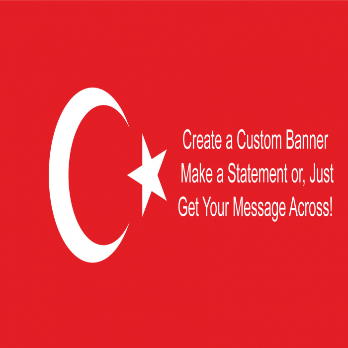 Turkish Flag Custom Banner  - 12" X 24"