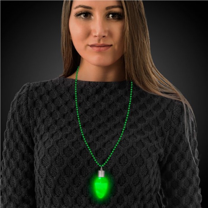 LED Green Bulb Bead Necklace