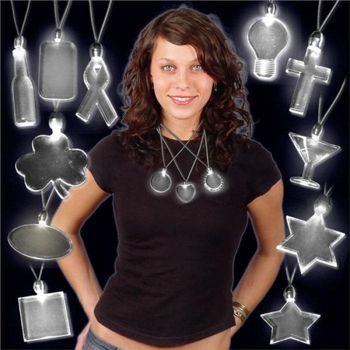 White LED and Light - Up Pendant Necklace