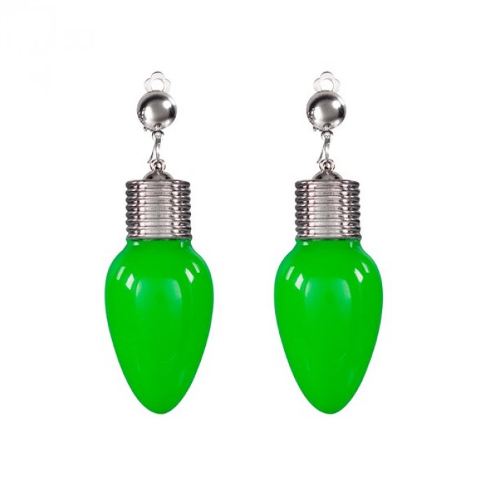 LED Green Bulb Clip-On Earrings (Per pair)