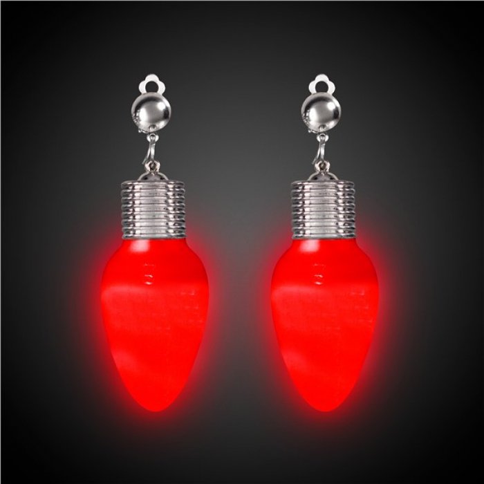 LED Red Bulb Clip-On Earrings (Per pair)