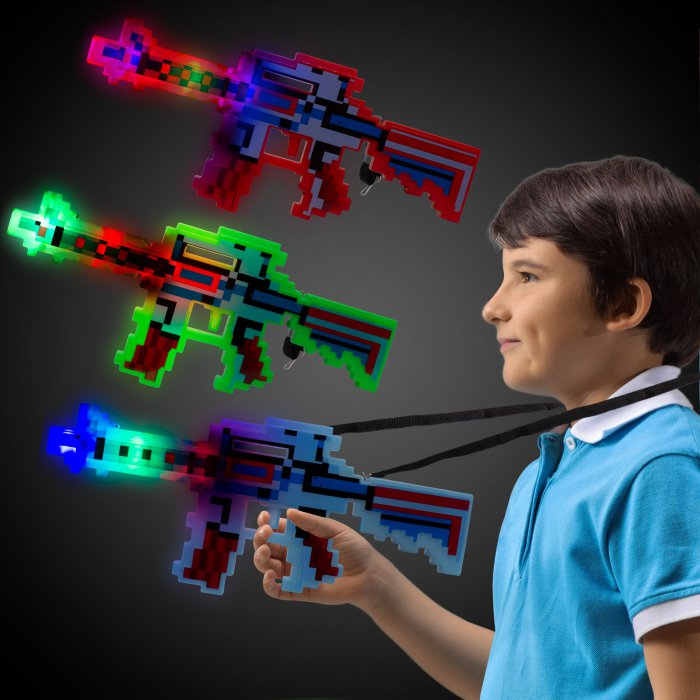 LED Pixel Machine Guns with Sound (Per 3 pack)