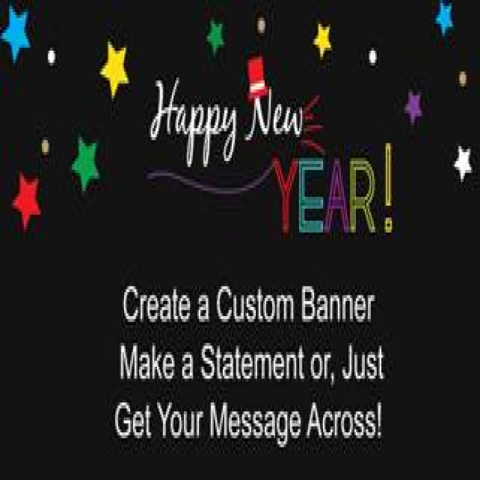 Colorful New Year Custom Banner  - 12" X 24"