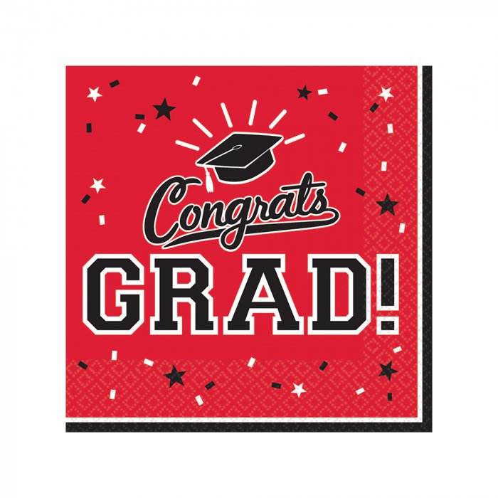 Red Graduation Lunch Napkins (Per 36 pack)