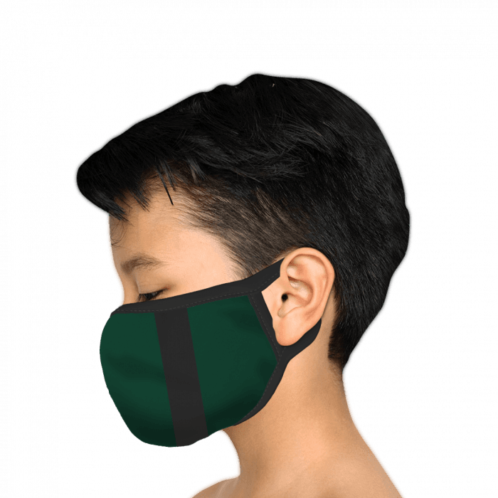 Dark Green & Black Stripe Polyester Face Mask