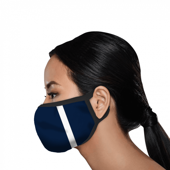 Navy & White Stripe Polyester Face Mask