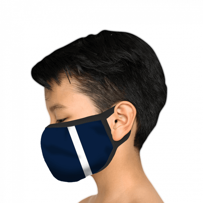 Navy & White Stripe Polyester Face Mask