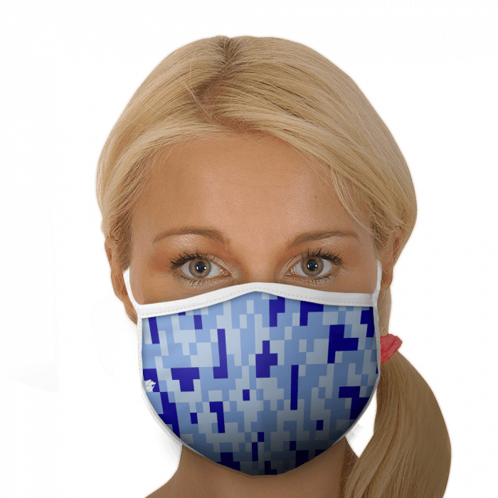 Blue Pixels Polyester Face Mask