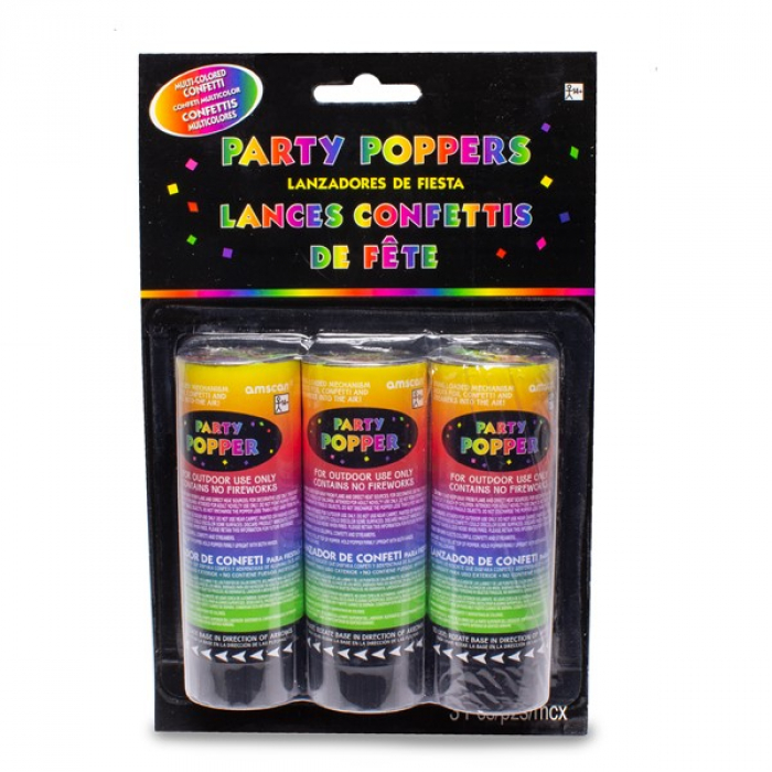 Confetti Party Poppers (Per 3 pack)