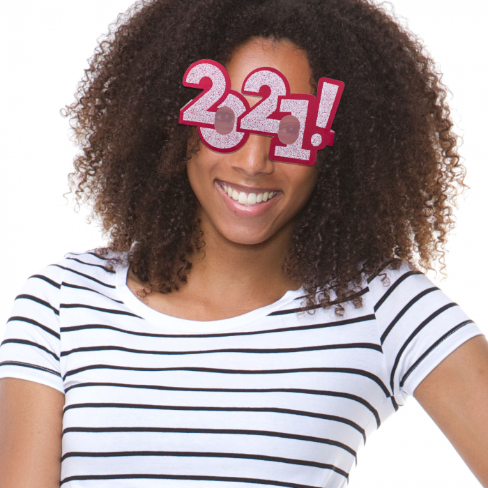 Multi-Color 2021 Glitter Glasses (Per 6 pack)