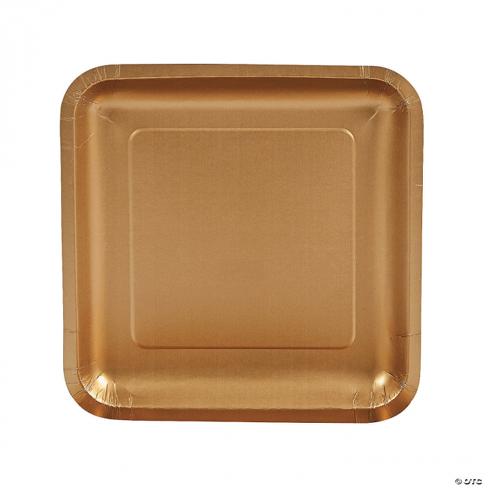 Metallic Gold Square Paper Dessert Plates - 24 Ct.