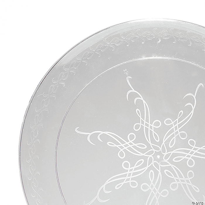 9" Clear Floral Round Disposable Plastic Buffet Plates (80 Plates)