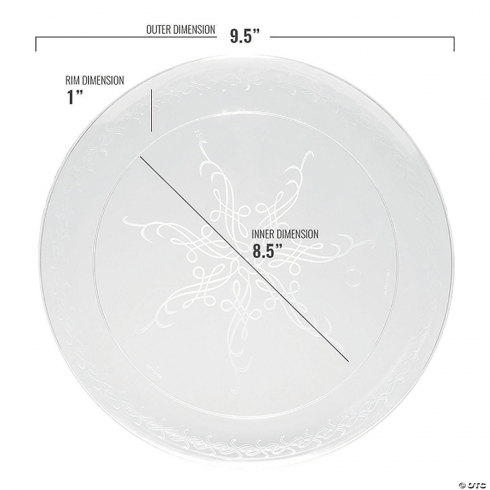 9" Clear Floral Round Disposable Plastic Buffet Plates (80 Plates)