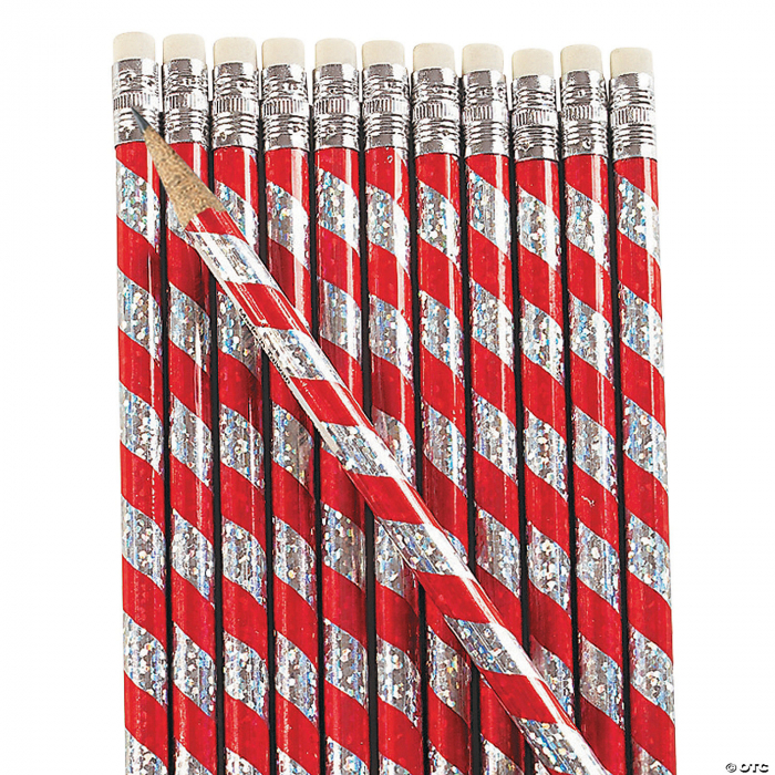 Candy Cane Prism Pencils - 24 Pc.