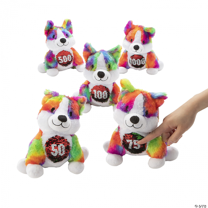9" Flipping Sequin Jackpot Stuffed Corgis