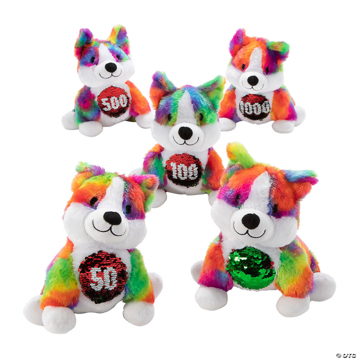 9" Flipping Sequin Jackpot Stuffed Corgis