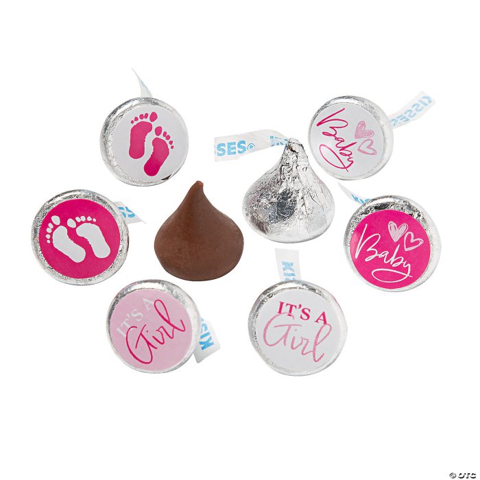 Its a Girl HersheyâsÂ® KissesÂ® Baby Announcement Stickers - 60 Pc.