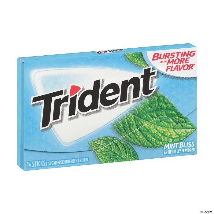 Trident Sugar Free Gum Mint Bliss, 14-Piece, 12 Count
