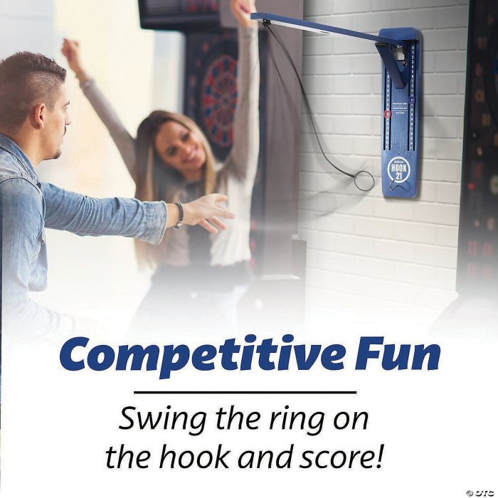 GoSports Hook21 Ring Swing Game Blue - Indoor or Outdoor Ring Toss Game with Foldable Arm