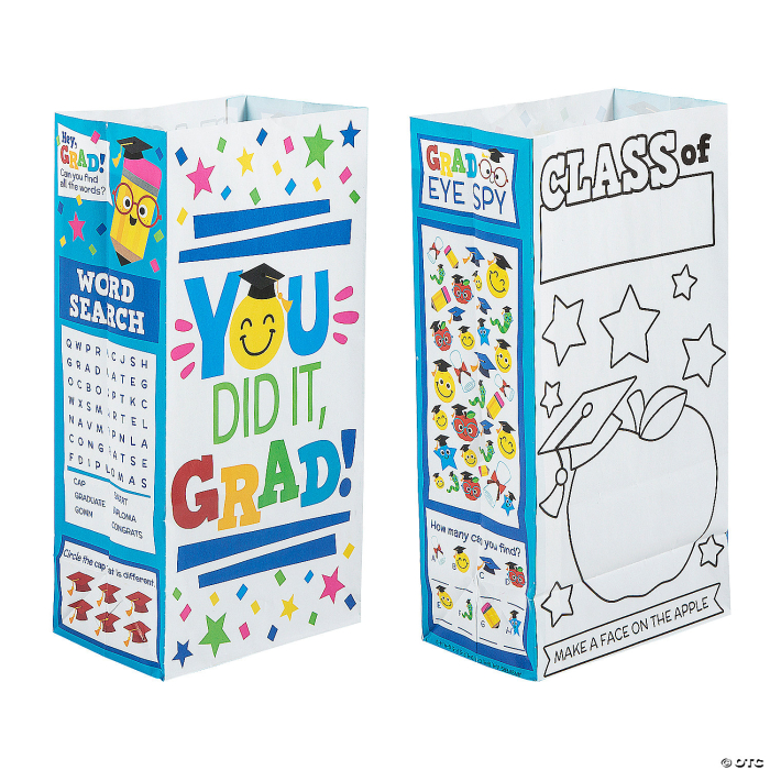 Elementary Graduation Activity Treat Bags - 12 Pc.